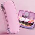 thumbnail image 3 of Clearance! School Pencil Case in Solid Color - Large Pencil Pouch with Inner Compartments, Oxford Fabric for Heavy Use,Pink, 3 of 9