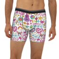 thumbnail image 2 of Picia Peace Love and Dove Flower Power Pattern Men's Athletic Long Leg Briefs , Performance Stretch Underwear，Moisture-Wicking, 2 of 7