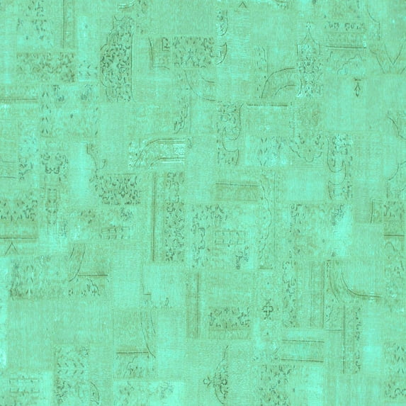 Ahgly Company Machine Washable Indoor Square Abstract Turquoise Blue Modern Area Rugs, 5' Square