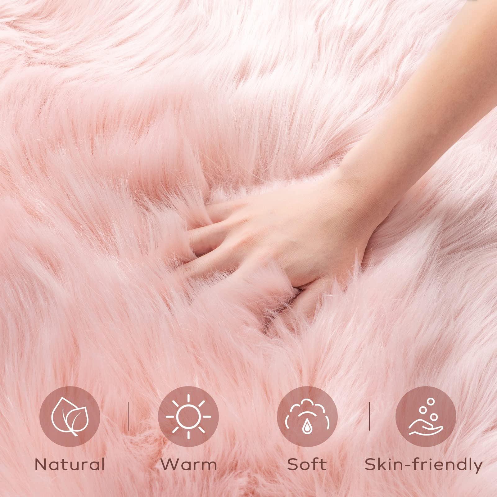 Phantoscope Valentine's Day Mother's Day Ultra Soft Heart Shaped Faux Sheepskin Area Rug, Non Slip Fluffy Modern Heart Carpet for Bedroom Living Room, Pink, 3x3 ft