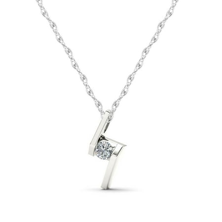 Imperial 1/6ct TW Diamond 10k White Gold Solitaire Necklace
