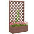 thumbnail image 2 of Garden Pots Outsunny Raised Garden Bed with Trellis Lattice, Wood Planter Box with Self Draining Gap, Freestanding Trellis Planter for Climbing Plants, Vines, Flowers, 29.5" x 13.25" x 53.25", Light, 2 of 10