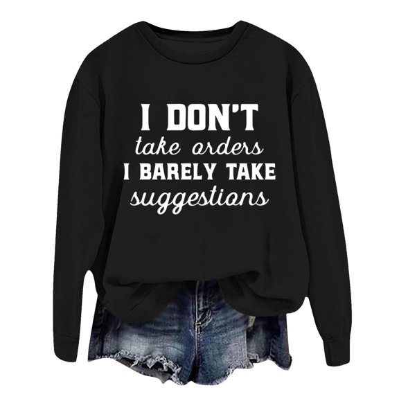 Women Sweatshirt Long Sleeve Sweatshirt Long Sleeve Pullover Tops for Women Black Sweat Shirt Fall Womens Clothes Womens Clothing