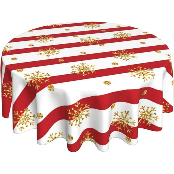 Christmas Tablecloth, Christmas Snowflakes Table Cloth for Party Decoration, Round 60 Inch, Snowman Themed Tablecloths for Dinner Kitchen Party Picnic