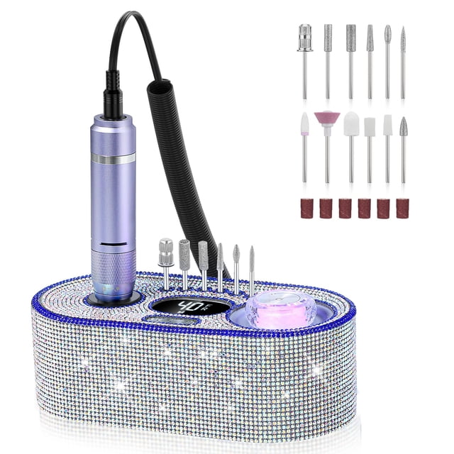 Taladro eléctrico para uñas DEDNMSCA Sparkly de 4000 RPM con 12 puntas