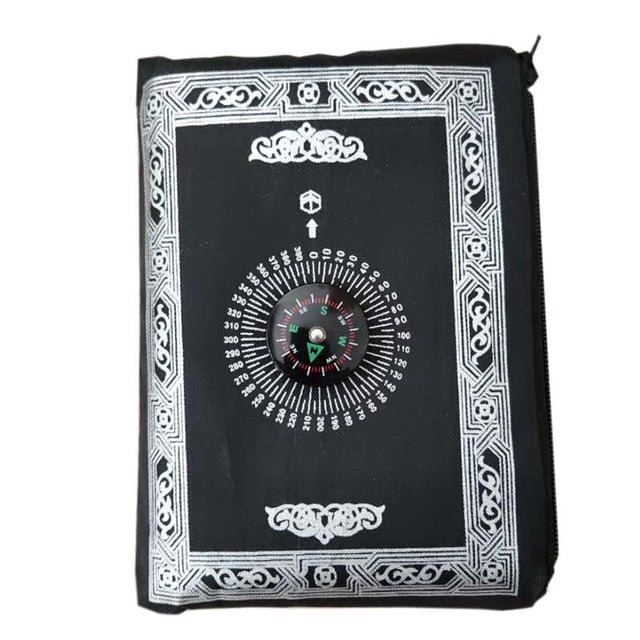 Prayer Rug Polyester Portable Braided Mats Simply Print with Compass In Pouch Travel Home New Style Mat Blanket 100x60cm