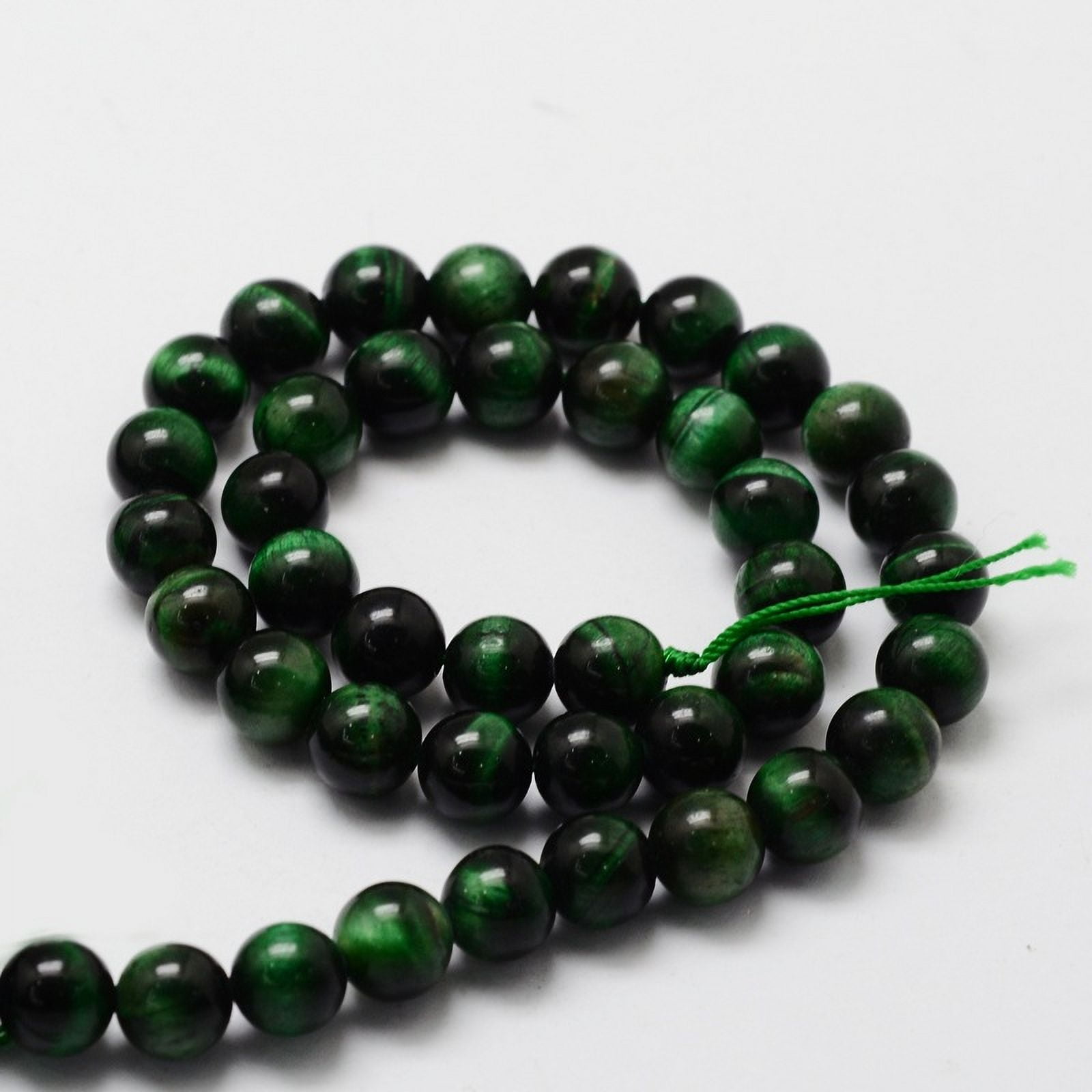 3 strand Natural Tiger Eye(Dyed Heated) Round Beads Strands Green 10mm Hole: 1mm 38pcs/strand 15.7 inch