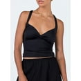 thumbnail image 4 of Raccmtaty Women's Crop Tank Tops Slim Fit V Neck Sleeveless Backless Ruched Back Cross Adjustable Strap Tops for Summer, 4 of 8