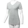 thumbnail image 5 of A2Y Women's Basic Solid Premium Rayon Short Sleeve V-neck T Shirt Tee Tops Heather Grey 3XL, 5 of 6