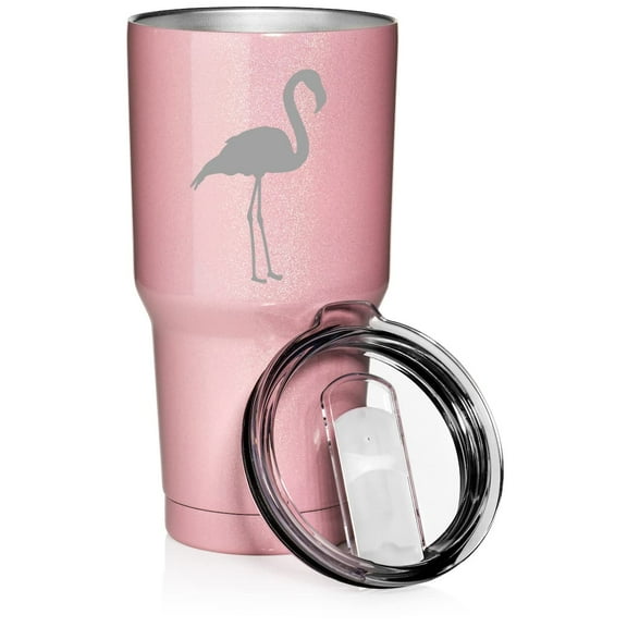 30 oz Tumbler Stainless Steel Vacuum Insulated Travel Mug Cup Flamingo (Pink Glitter)