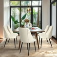 thumbnail image 3 of Modern Living Dining Chairs Set of 4 with Metal Black Legs, Cream White, 3 of 12