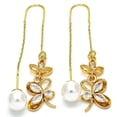thumbnail image 3 of Polished 14k Yellow Gold Plated Clear Cubic Zirconia Threader Earrings, 3 of 4