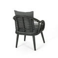 thumbnail image 6 of Noble House Huxley Indoor Modern Boho Wicker Chat Set with Side Table, Gray, Dark Gray, Black, 6 of 10