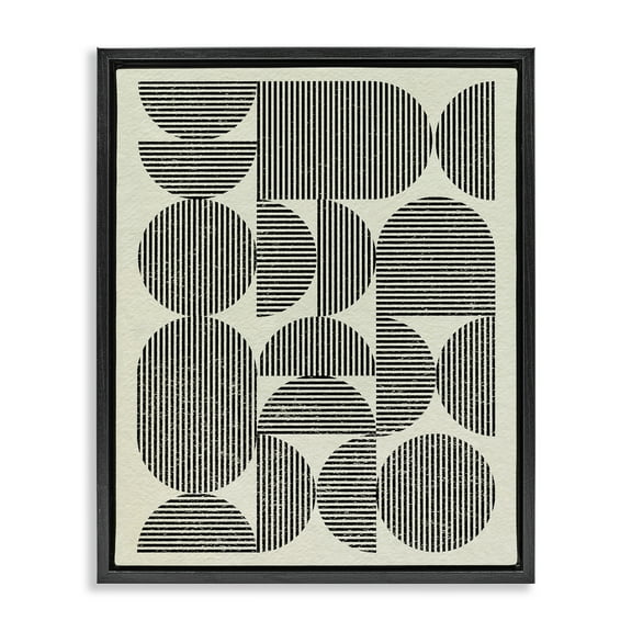 Stupell Industries Striped Arches Pattern Abstract Painting Black Floater Framed Canvas Art Print Wall Art, 17 x 21