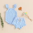 thumbnail image 2 of Plebaso Baby Girls Sleeveless Tops Triangle Shorts Two-Piece Set Solid Color Casual Summer Clothes Suits, 2 of 3