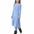 thumbnail image 6 of YWDJ Girls White Casual Dress Long Dress Medium Big Girls Long Sleeve V Neck Colorblock Dress Sky Blue 16-17T, 6 of 6