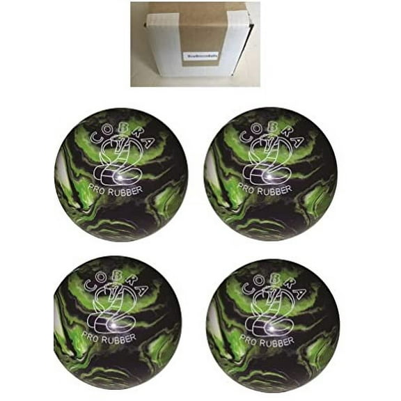BuyBocceBalls New Listing - Pack of 4 EPCO Candlepin Bowling Balls - Cobra Pro Rubber - Puple, Lime & White (4 1/2 inch- 2lbs. 6oz.)