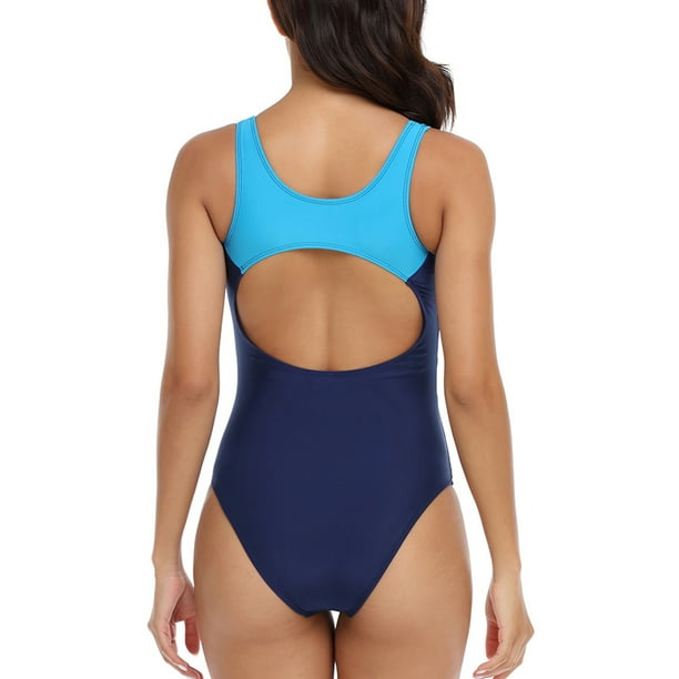Cheap Women's Boyshort One Piece Swimsuit Athletic Rash Guard Swimwear  Zip-Up Sleeveless Racerback Bathing Suit