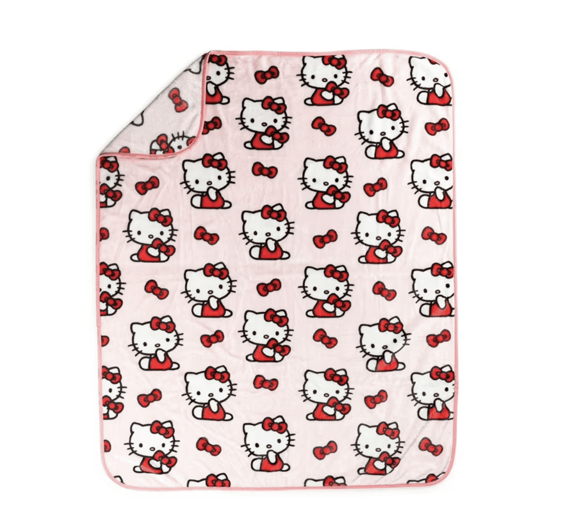 Hello Kitty Shaped Pillow And Throw Set, Pink