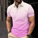 thumbnail image 2 of Camisa Casual de Impresión de Gradiente de los Hombres, Top de Solapa de Manga Corta en Tela de Malla Ligera para el Aire Libre Y el Ocio, Blusa de Suéter Elegante, 2 of 9
