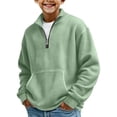 thumbnail image 4 of mgoYE Boys Quarter Zip Pullover Long Sleeve Corduroy Shirts Oversized Sweatshirts Kids Preppy Clothes Teens Hoodie(Green,11-12 Years), 4 of 4