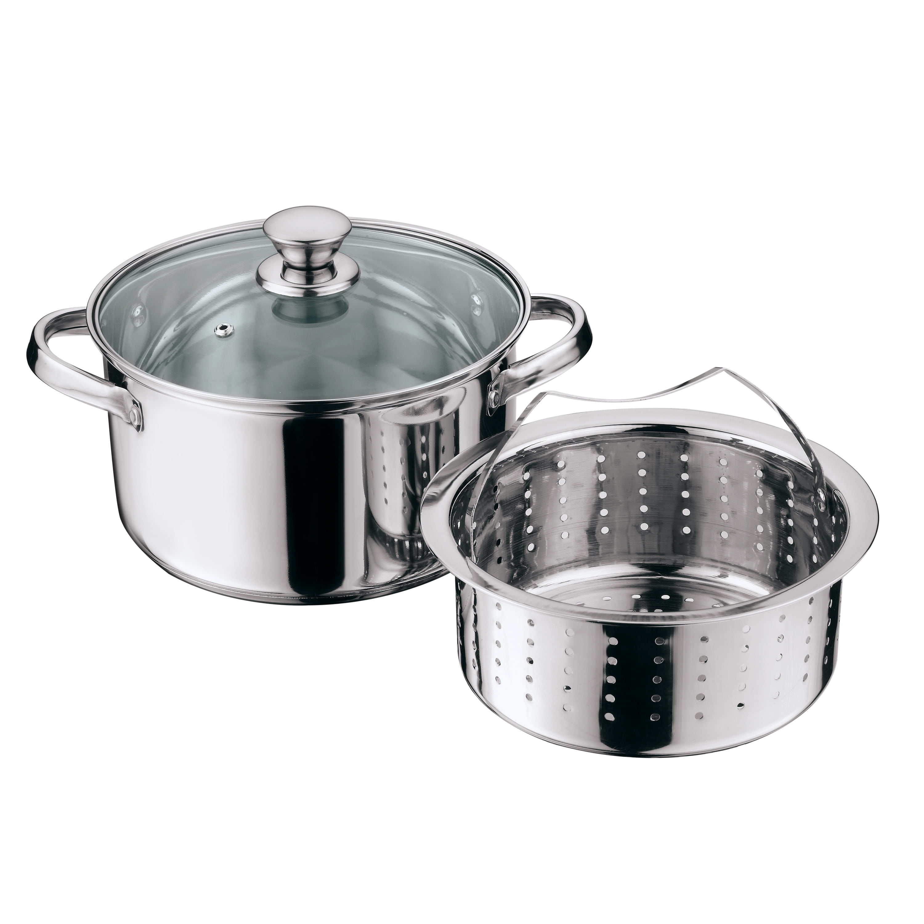 Stainless Steel Stock Pot w/Strainer/Steamer Insert and Lid - 4 Piece Set