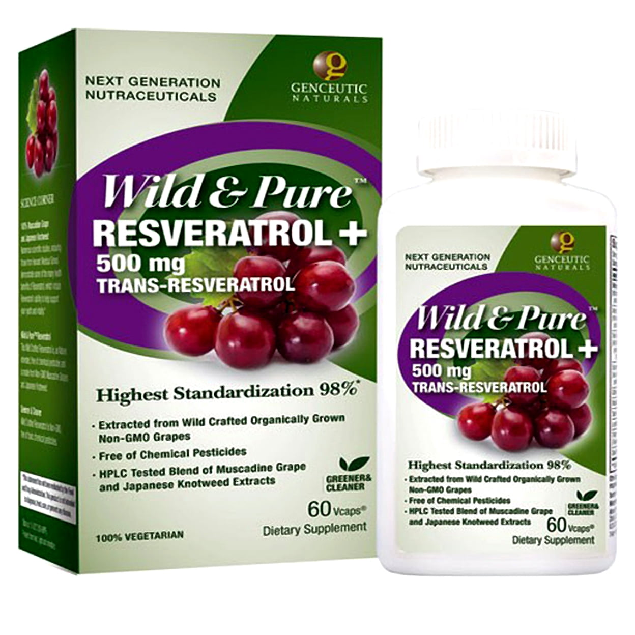 Genceutic Naturals Wild & Pure™, Resveratrol+, 60 Vegetarian Capsules