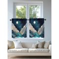 thumbnail image 4 of Teal Blue Geometric Tier Curtains 24 Inch Length,Sheer Curtains for Bedroom Living Room Window Abstract Sky Stars Moon Mountains Short Kitchen Curtains Drapes for Small Half Window 27.5"x24" 2 Panels, 4 of 7