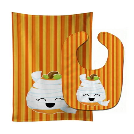 Halloween Pumpkin Mummy Baby Bib and Burp Cloth