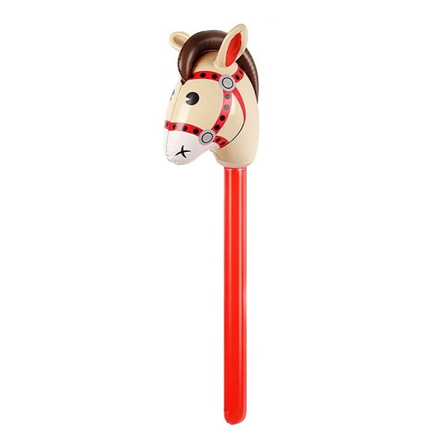 Liquidación especial!Cabeza de caballo inflable en palo disfraz de caballo pony/vaquero occidental/caballo Baby Shower decoraciones para fiesta de cumpleaños suministros favores, 37 pulgadas
