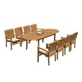 thumbnail image 2 of Grade-A Teak Dining Set: 8 Seater 9 Pc: 94" Oval Table And 8 Wave Stacking Arm Chairs Outdoor Patio WholesaleTeak #51WV2209, 2 of 5