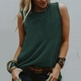 thumbnail image 2 of Tshirt Women Women Sleeveless O Neck Solid Slim Casual Tank Top Army Green L, 2 of 5