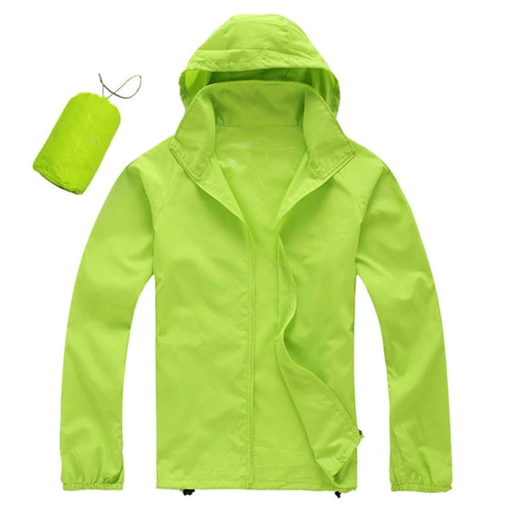 FEIFLY Mens Four Seasons Solid Color Packable Rain Jacket Lightweight Windproof RainCoats With Hood Outdoor Rain Gear Travel Hiking Cycling Relaxed Fit Outwear