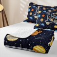 thumbnail image 4 of Manfei Celestial Planets Stars Quilt King,Cartoon Astronaut Initial R King Coverlet Set,Navy Blue Reversible,3-Piece,1 Bedspread and 2 Pillowcases, 4 of 7