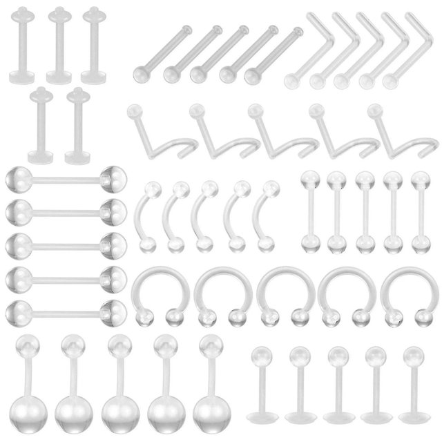 50 retenedores de piercing transparentes para nariz, lengua, pezón, ombligo, cejas