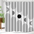 thumbnail image 2 of Boho Shower Curtains for Bathroom Mid Century Minimalist Abstract Aesthetic Modern Bathroom Decor Curtain Machine Washable Waterproof Fabric with 12 Hooks (White Minimalist, 72" x 72"), 2 of 6