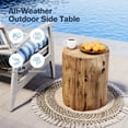 thumbnail image 3 of VENTOPYR Light Brown Concrete End Table with Wood Tree Trunk Design, 3 of 9