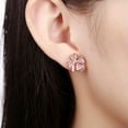 thumbnail image 7 of QQTDFG Rose Gold Platinum Plated Earrings Stud AAA Zirconia Push Back Clover .48" L251-18K Gold Rose Plated, 7 of 7