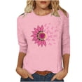 thumbnail image 2 of JOANKDMI Pink Ribbon Graphic T-Shirts for Women Breast Cancer Awareness Tops Sunflower Print Long Sleeve Crewneck Blouses Casual Loose Fit Fall Tee Shirts, 2 of 5