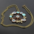 thumbnail image 5 of Collar con cuentas y flores con signo de la paz y piedras preciosas de color turquesa, 5 of 5