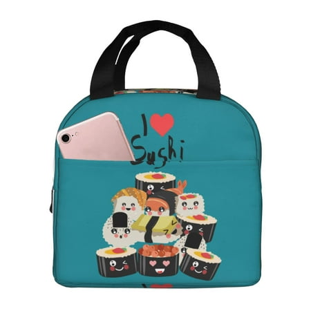 Insulated Lunch Bag for Women Men - I Love Sushi Leakproof Cooler Lunch Box for Women Men  Lunch Tote Bags for Work School Picnic Travel