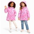 thumbnail image 2 of Maqroz Girls Rain Jackets Waterproof Hooded Fleece Lined Raincoats Full Zip Hearts Graphic Lightweight Windbreakers for Kids Cozy Travel Hiking Jackets with Pockets, 2 of 12
