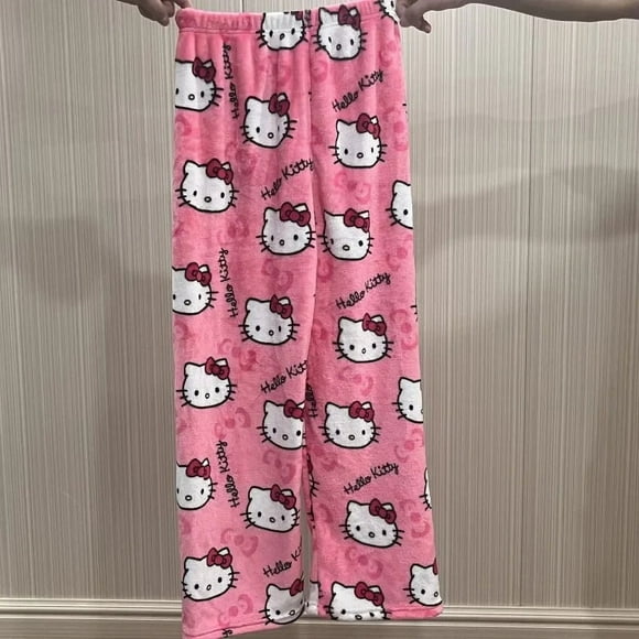 Sanrio Hello Kitty Anime Y2k Kawaii Flanelle Pyjama Femmes Chaud Laine Cartoon Casual Home Pantalon Automne Hiver Fashion Pantalons