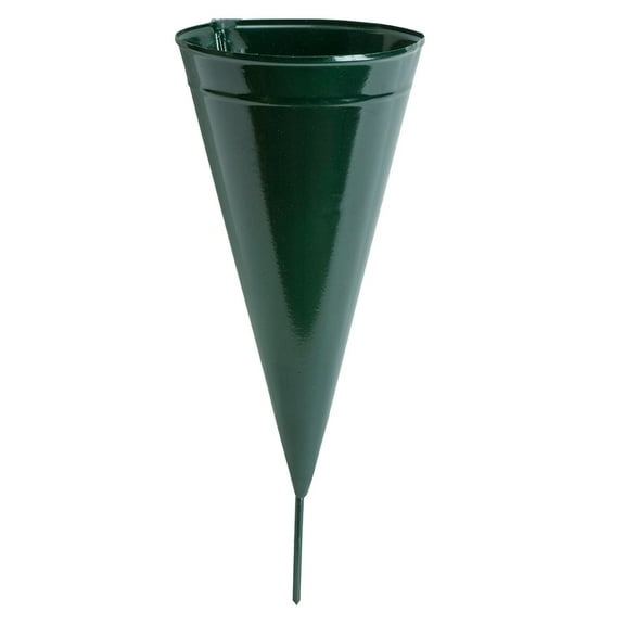 Root & Vessel Cemetery Vase, Green, Metal Cone, 1-Pack