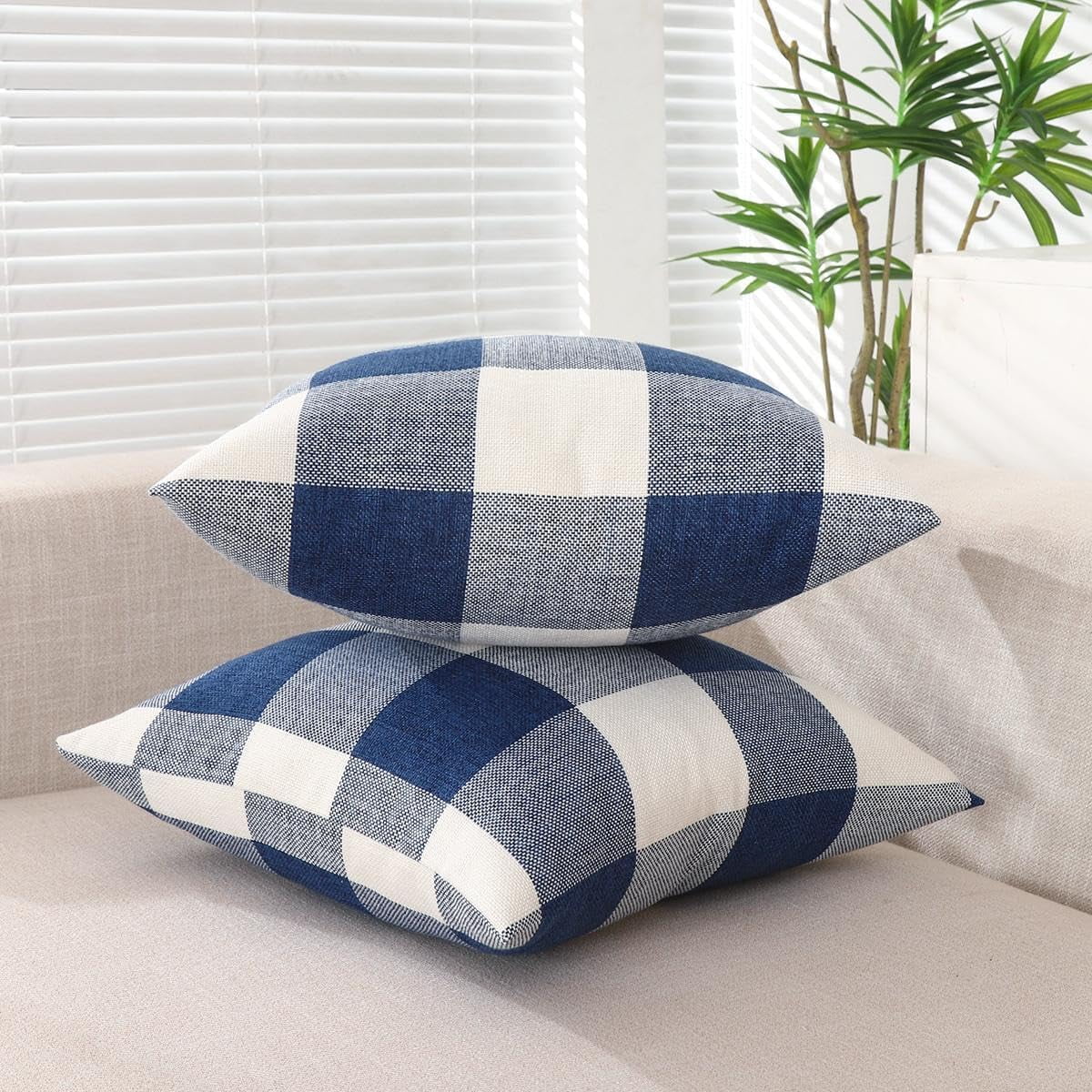 Navy buffalo plaid pillow hotsell