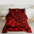 thumbnail image 2 of Manfei Modern Geometric Grid Queen Comforter Set,3D Plaid Pattern Bedding Sets,Red Black Bedding Comforter Set For Boys Kids,Microfiber Bedroom Decor Reversible,3-Piece, 2 of 8