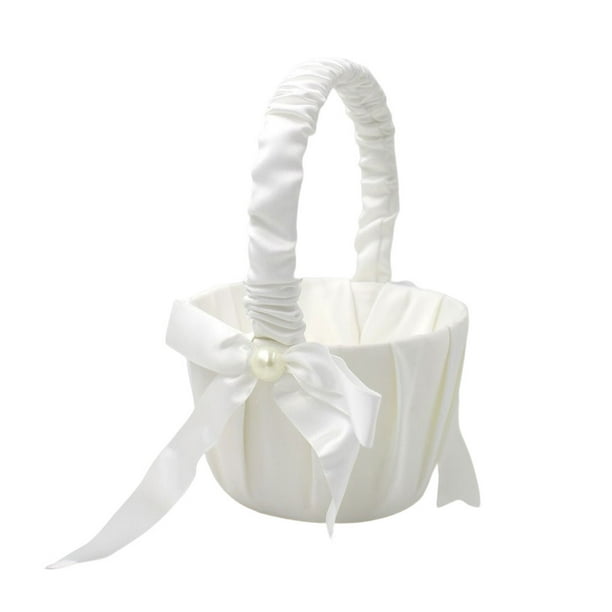 Cateissary Cesta de boda Bowknot Soporte de flores Almacenamiento Colgante Adorno Contenedor de perlas Decoración para la ceremonia de celebración Kits de decoración para fiestas Cateissary HA077429-01