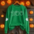 thumbnail image 2 of Peichun Halloween Sweatshirts for Women Oversized Long Sleeve Crewneck Pullover Sweatshirt Funny Boo Graphic Loose Fit Comfortable Spooky Season Fashion Fall Tops 2026 1-Green XL, 2 of 4