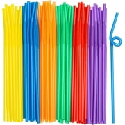 Comfy Package Disposable Flexible Straws Drinking Plastic Bendy Straws, 300-Pack