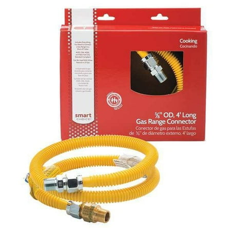 Smart Choice - 5/8" Safety+PLUS Stainless-Steel Gas Range Connector - Yellow